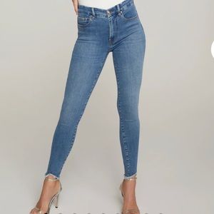 Good American Good Legs Jagged Frayed Hem Jeans